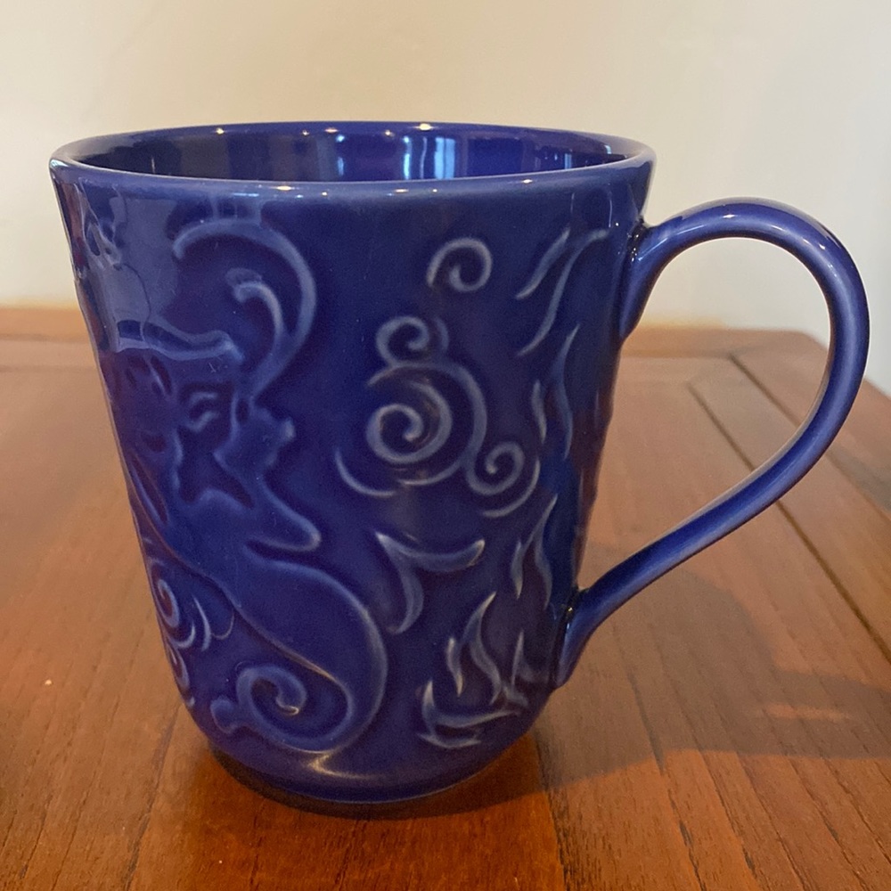 Starbucks mug cobalt glaze blue raised siren mermaid large 16oz